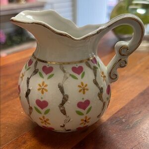 Floral Heart Patterned Ceramic Pitcher